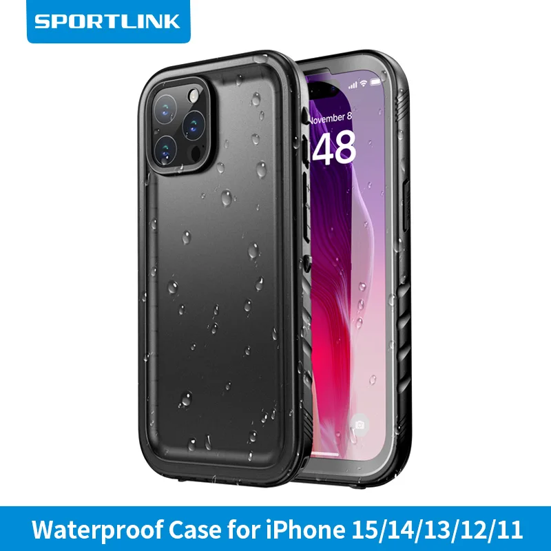 SPORTLINK For iPhone SE2 SE3 2022 13 12 11 14 15 Pro Max Waterproof Case Swimming Diving Shockproof Full Body Protective Cover