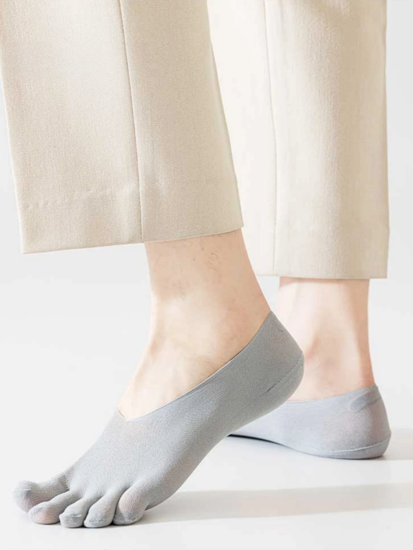 3/5 Paar Herren-Fünf-Zehen-Socken, Split-Toe-Socken, niedrig geschnittene, unsichtbare No-Show-Socken, rutschfeste Silikonsocken, dünne Socken für den Sommer – Detail 11