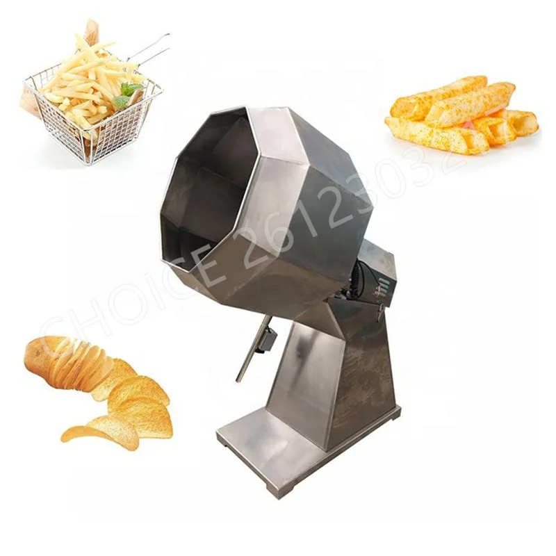 Stainless Steel Octagonal Potato Chips Flavor Mixer Automatic Popcorn Seasoning Coating Flavoring Machine Drum Mixing Equipment