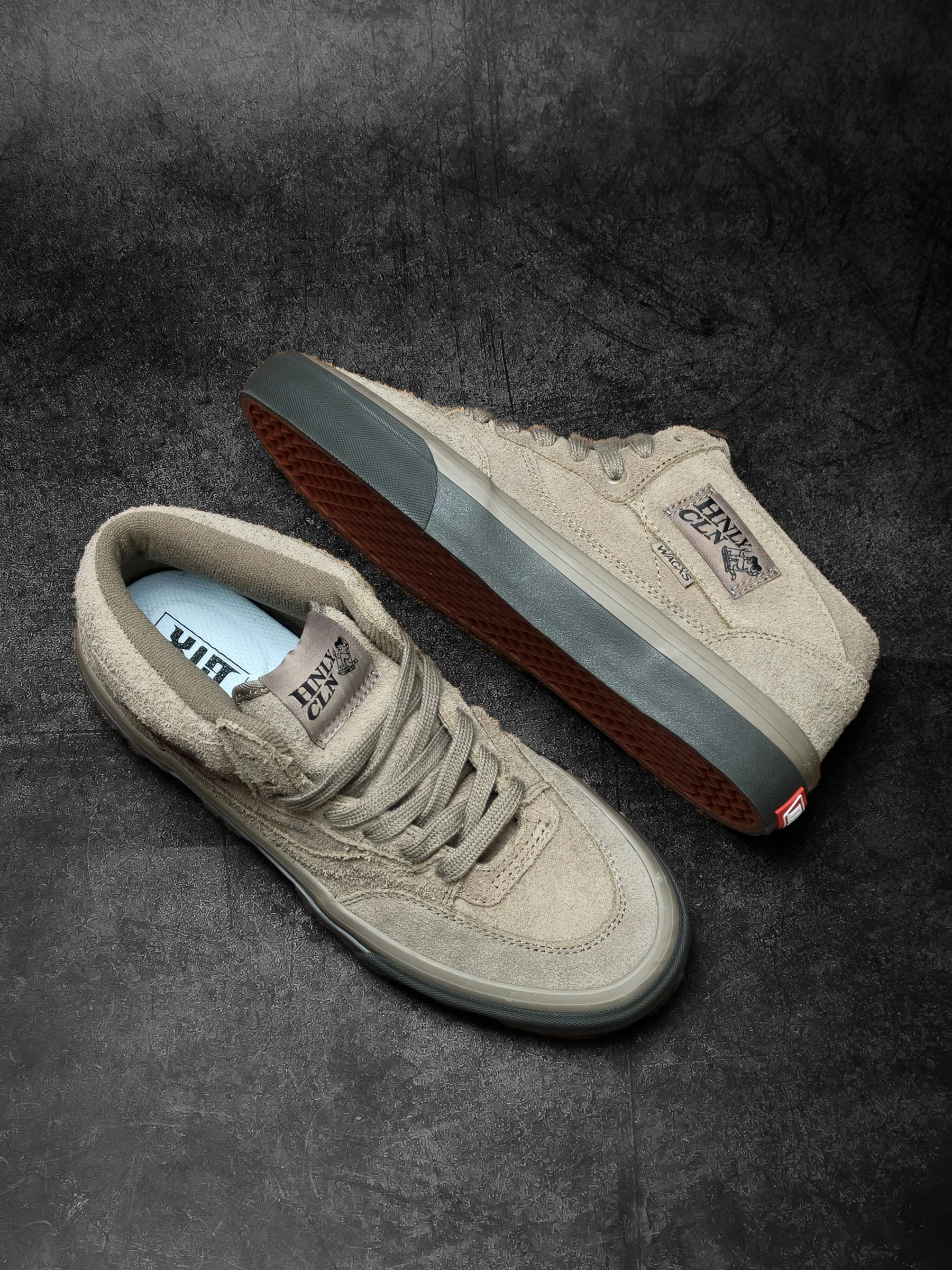 HNLY Deep Brown Faux Suede American Retro Mid-Top Skate Shoes Men's Trendy Casual Shoes Street Snap Sports Cotton Lined Shoes