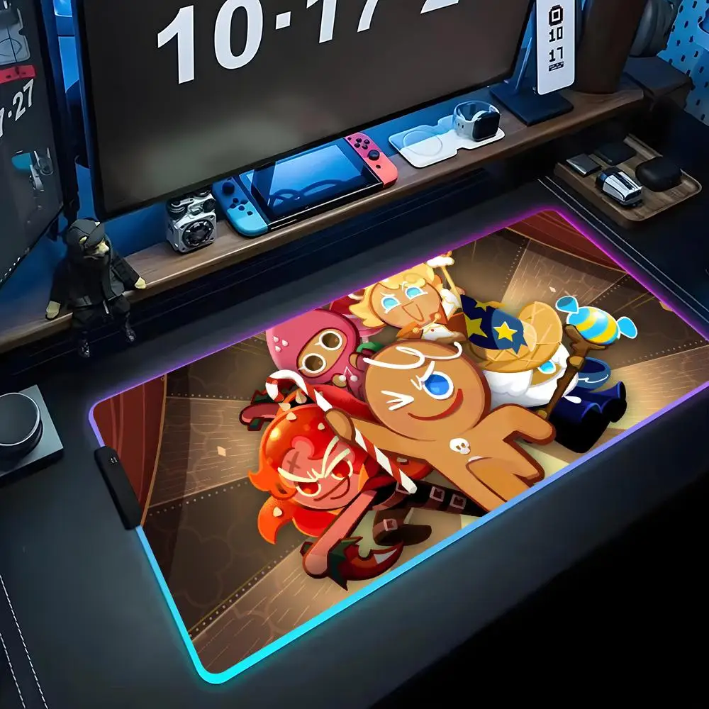 

Game cookie run kingdom Mouse Pad RGB Gaming Mousepad Big LED Pad PC Desk Mat Luminous Mouse Pad Large Keyboard Mats Table Rug