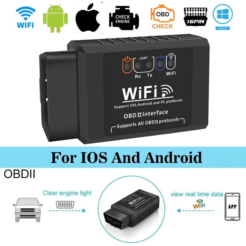 ELM327 V1.5 Scanner Car Code Reader OBD2 WIFI Diagnostic Tool for iPhone IOS /Android Automotive Fault Detector
