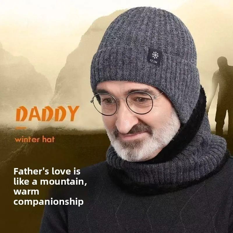 قطعة واحدة من قبعة ووشاح محبوكة لحماية الأذن من الصوف للرجال، دافئة للخريف والشتاء، مناسبة للتنقل في الهواء الطلق #4