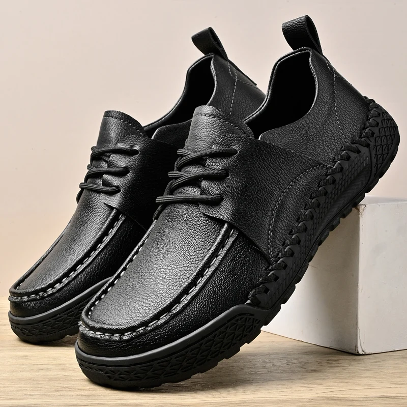 

Sturdy Businessshoes handmade sewing Double-Layered Sole Reinforced Eyelets Long-Lasting Office Wear