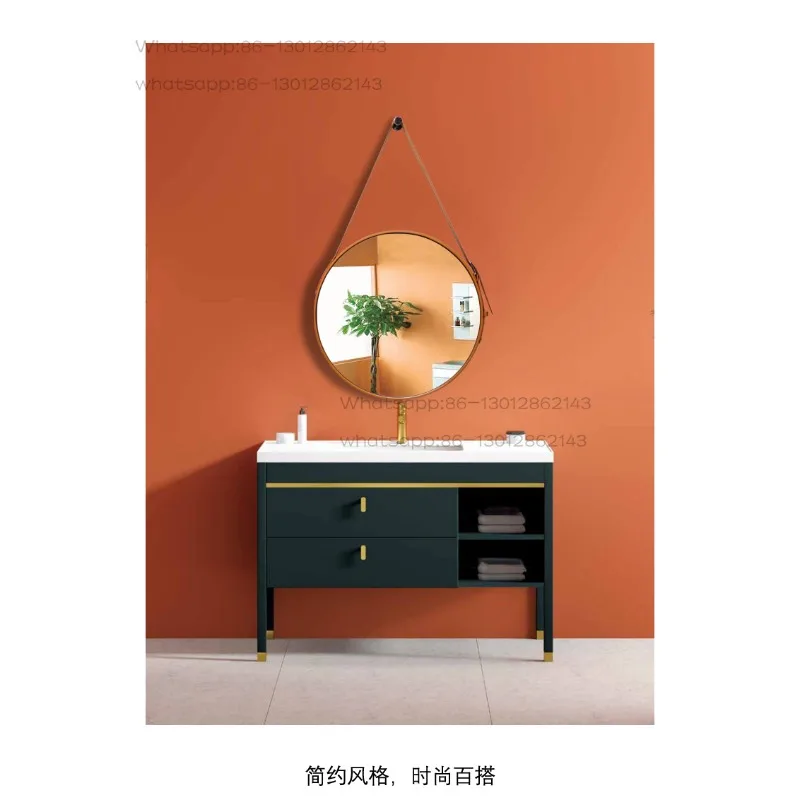 simple light luxury round belt hanging mirror toilet art sling bathroom mirror