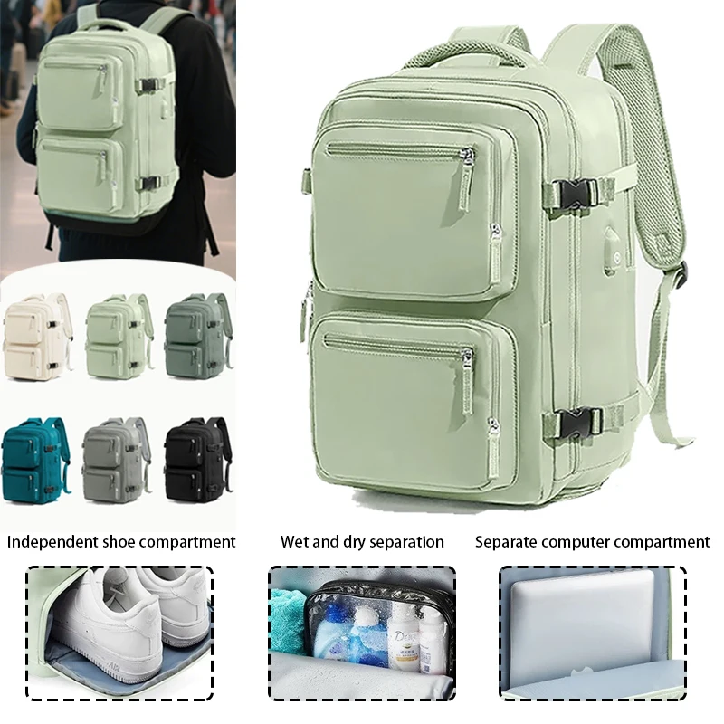 

15-дюймовый дорожный рюкзак для ноутбука Recognized by Yijie Airlines Company, с защитной сумкой для ноутбука, регулируемым плечевым ремнем, защитным чехлом на тележке и USB-портом для зарядки, большой вместимости, вмещает посадочный багаж, многокомпонент