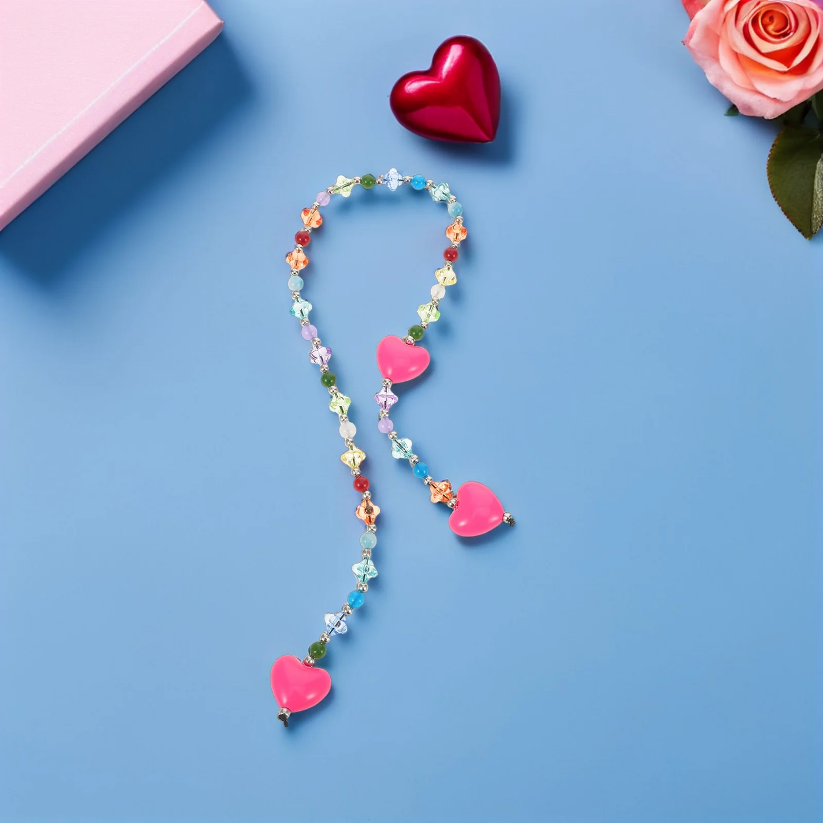 

Colorful Love Ornaments Bag Charm Keychain Beaded Boho Charms for Women Pendant Decoration Handbag Hanging