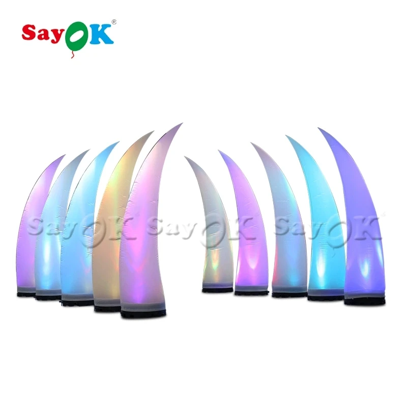 

Sayok 1PC Large Inflatable Ground Lighting Decorations Inflatable Ivory Tusks Decor with Remote Controller for Wedding Party