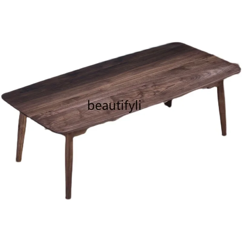 

Nordic Solid Wood Coffee Table Black Walnut Tea Table Small Apartment Log Simple Modern Rectangular Living Room Furniture