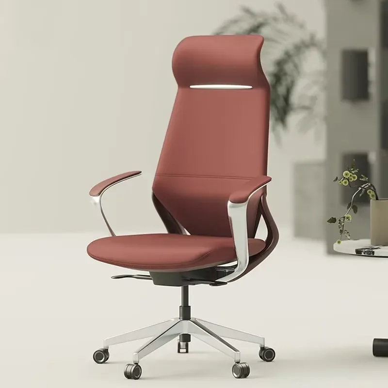 Leather Executive Office Chair Ergonomic Posture Home Swivel Computer Chair Modern Design Studio Seat