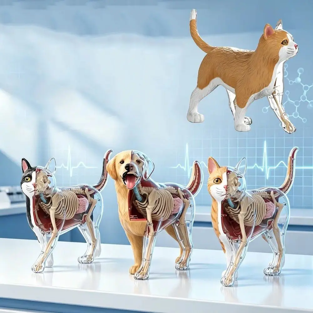 Removable Animal Skeleton Model Toy Realistic DIY Feline Anatomy Model Set Durable Interactive Assembly Puzzle Gift