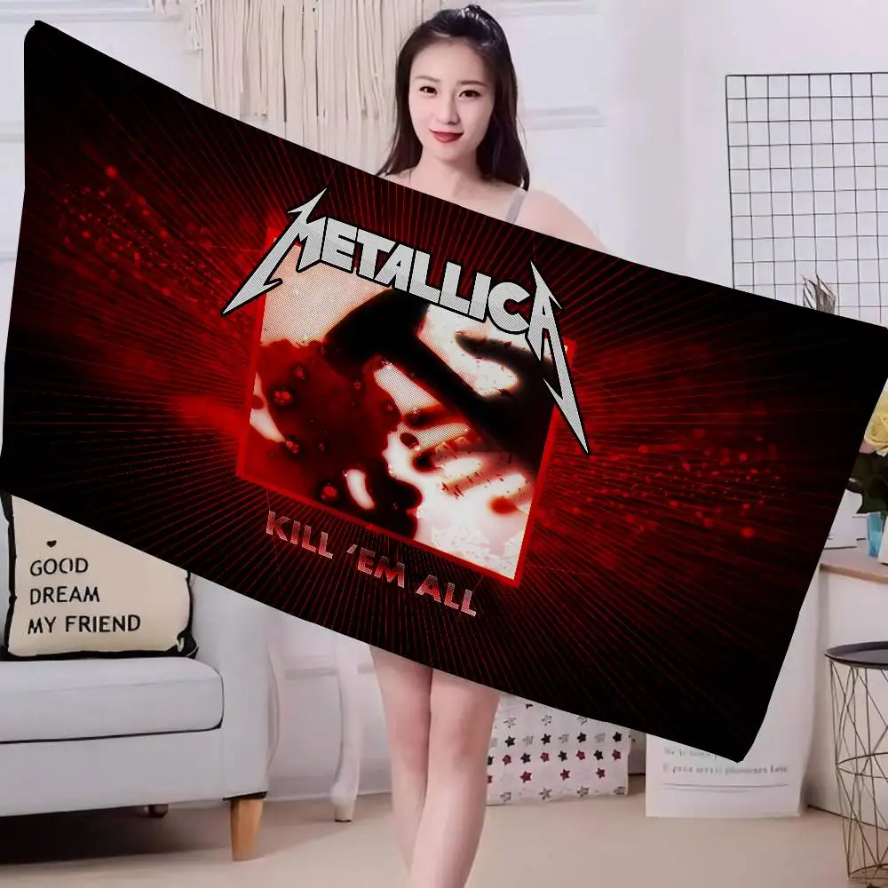 Classic Heavy Band M-Metallica Anime Beach Swimming Towel Soft Absorbent Washcloth Children's Gifts for Kids Travel Camping Gym
