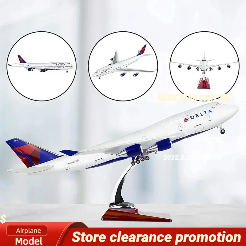 Airplane Model Toys Diecast Resin Delta Boeing 747 Airplane Aircraft Airlines Airways Air Bus with Lights Toys Gift Home Decor