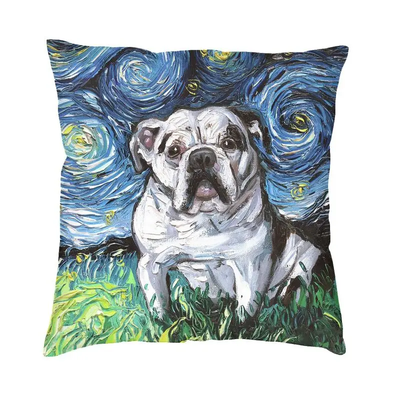 

Soft Starry Night Bulldog Throw Pillow Case Home Decorative Custom Square Pet Dog Lover Cushion Cover 45x45 Pillowcover for Sofa