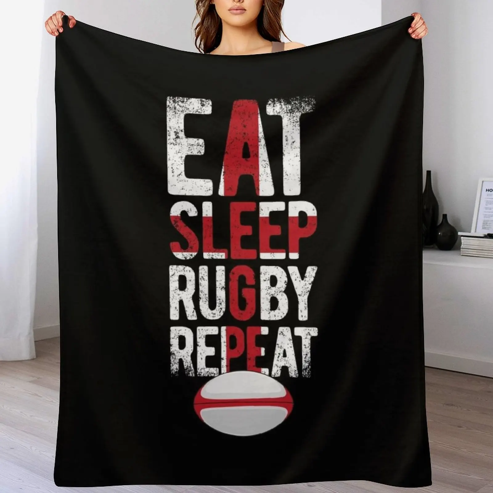 

Eat sleep rugby repeat england rugby Throw Blanket Ultra Plush Cozy Blanket for Napping Sleeping