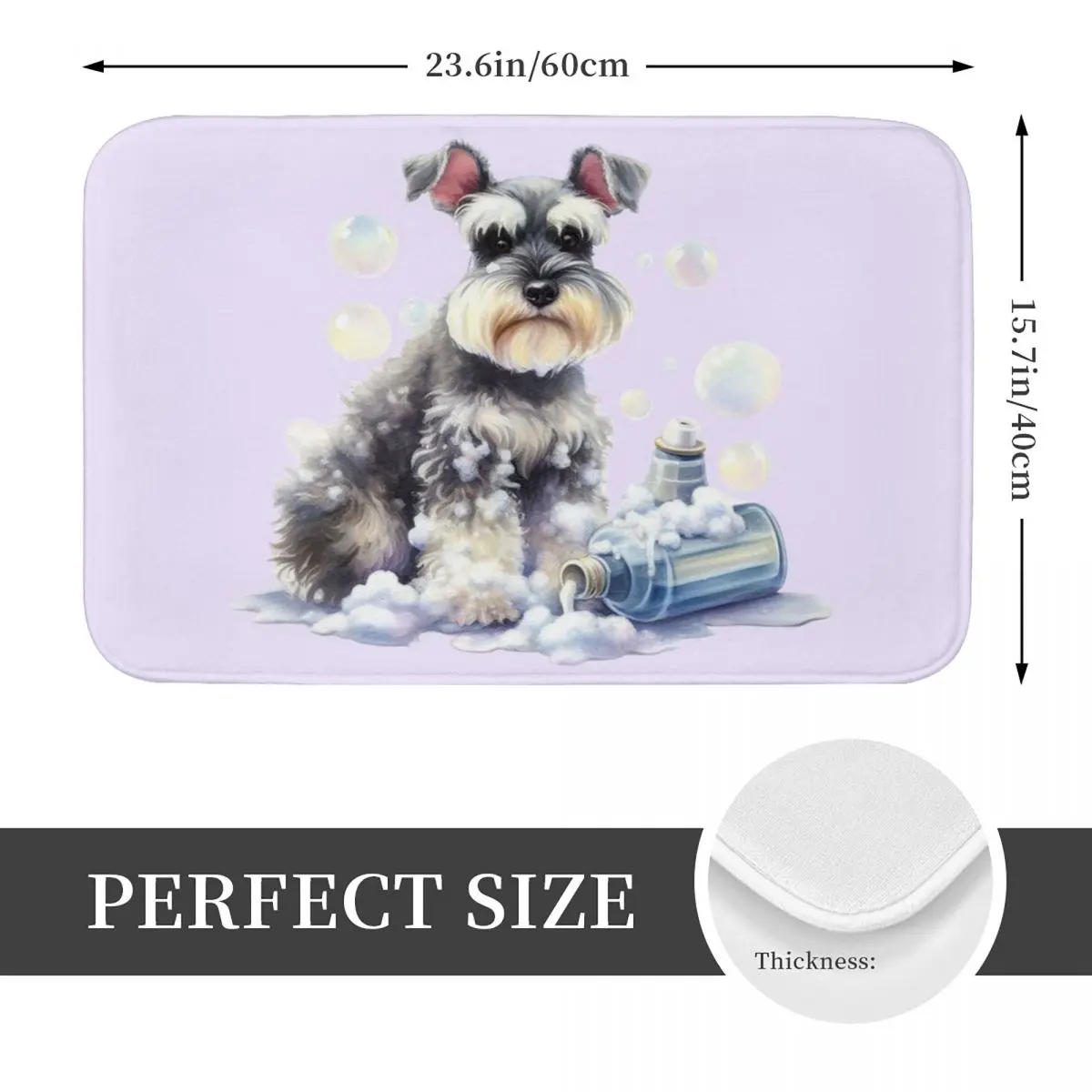 Miniature Schnauzer Bath With Bubbles Doormat Anti-skid Bathroom Floor Mats Home Entrance Rug Kitchen Living Room Carpet Footpad