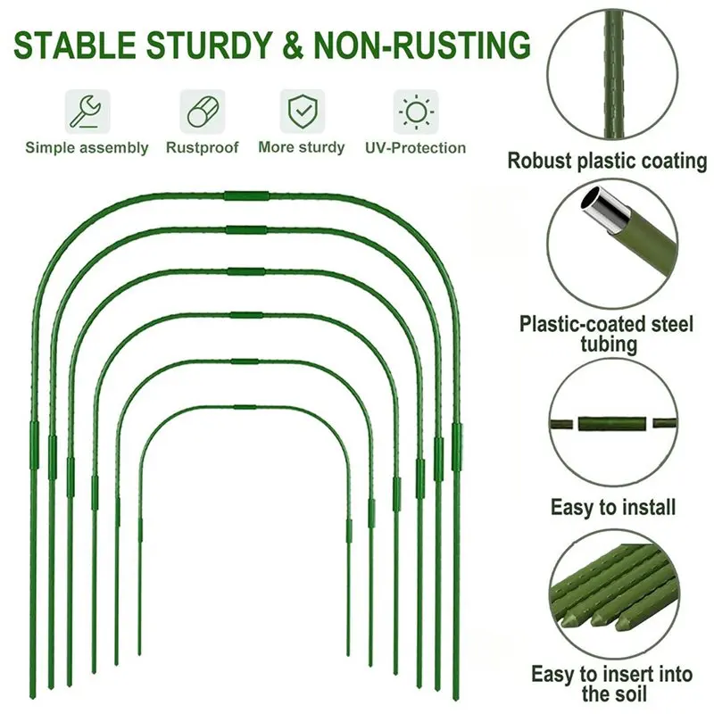 [HOT!A34R】 Garden Arch Support Kit-Tunnel-Style Hoop Set(Connectors And Clips Included) For Vegetable And Plant Protection