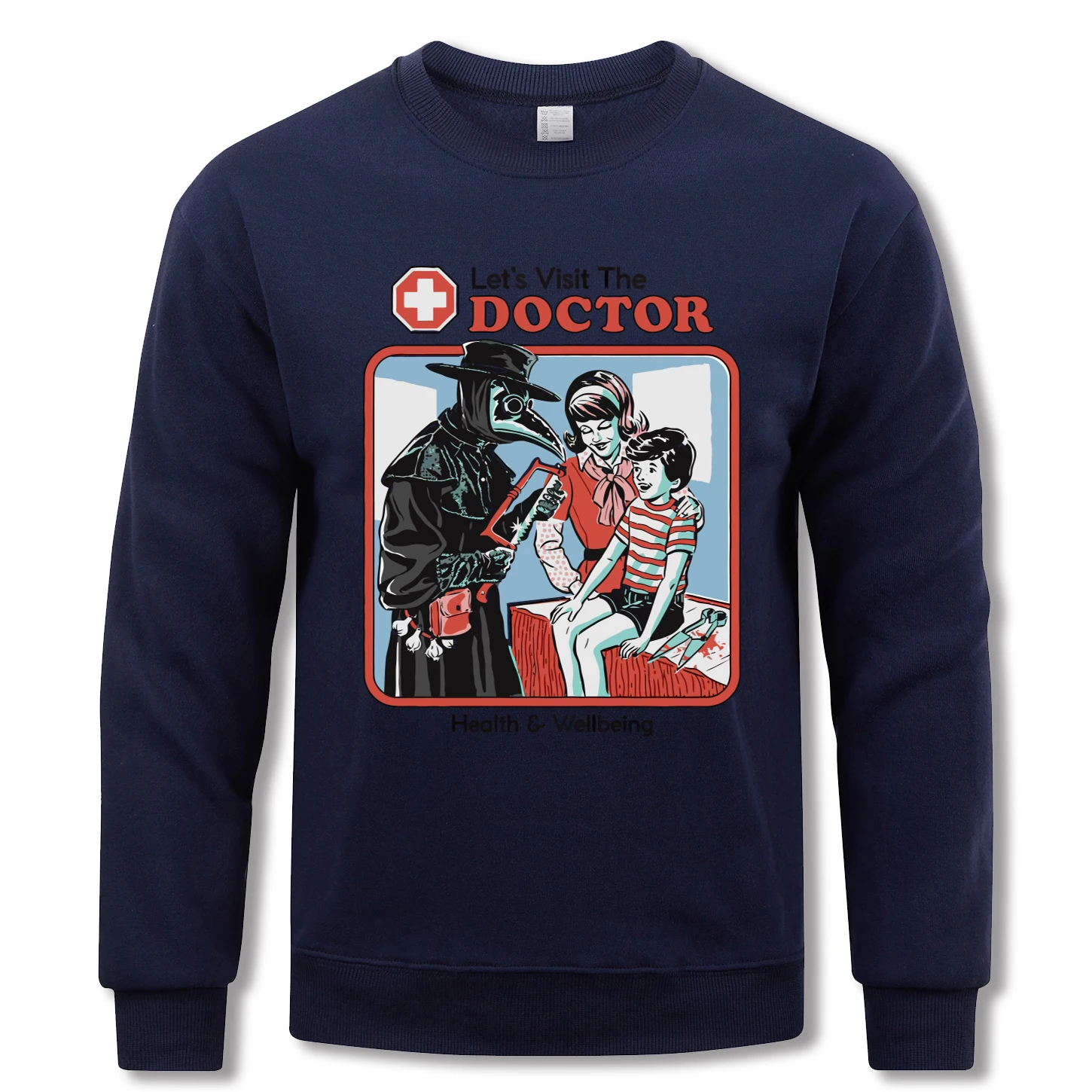 Die Behandlung Doctorprint Männer Retro Sportswear Mode Fleece Sweatshirt Straße Casual Pullover Warme Lose Kleidung Unisex