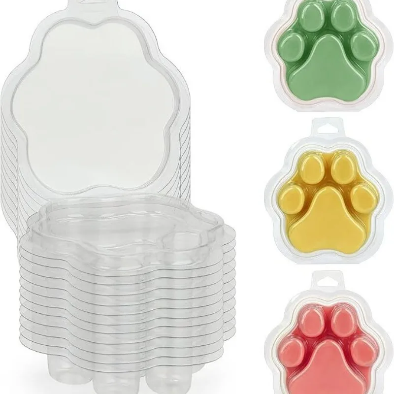 

Прозрачный пластиковый контейнер в форме кошачьей лапы для плавления воска, пустая форма для изготовления беспламенных свечей ручной работы