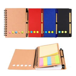 Taccuino a spirale foderato blocco note con copertina In carta Kraft con penna nel supporto note adesive e segnaposto Business Small Notebook