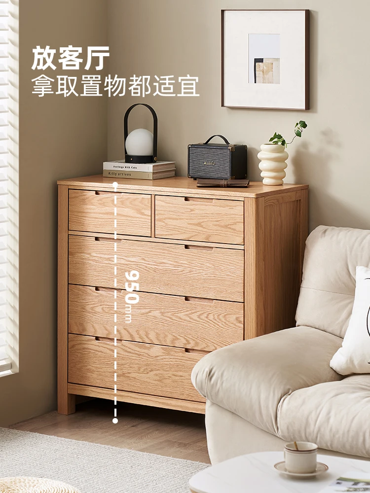 Original original all-solid wood chest of drawers, Nordic oak, simple bedroom furniture, bed end storage cabinet A3032