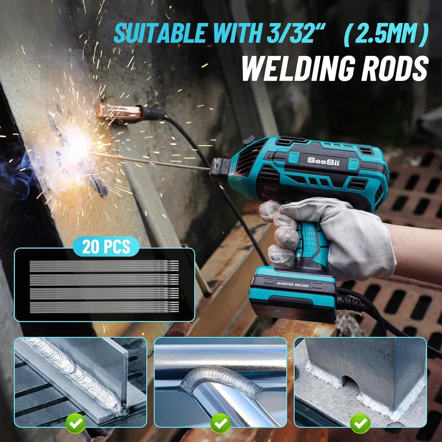 ماكينة لحام كهربائي SEESII أداة لحام محمولة ماكينة لحام القوس الرقمية 120A معدات لحام منزلية محمولة #2