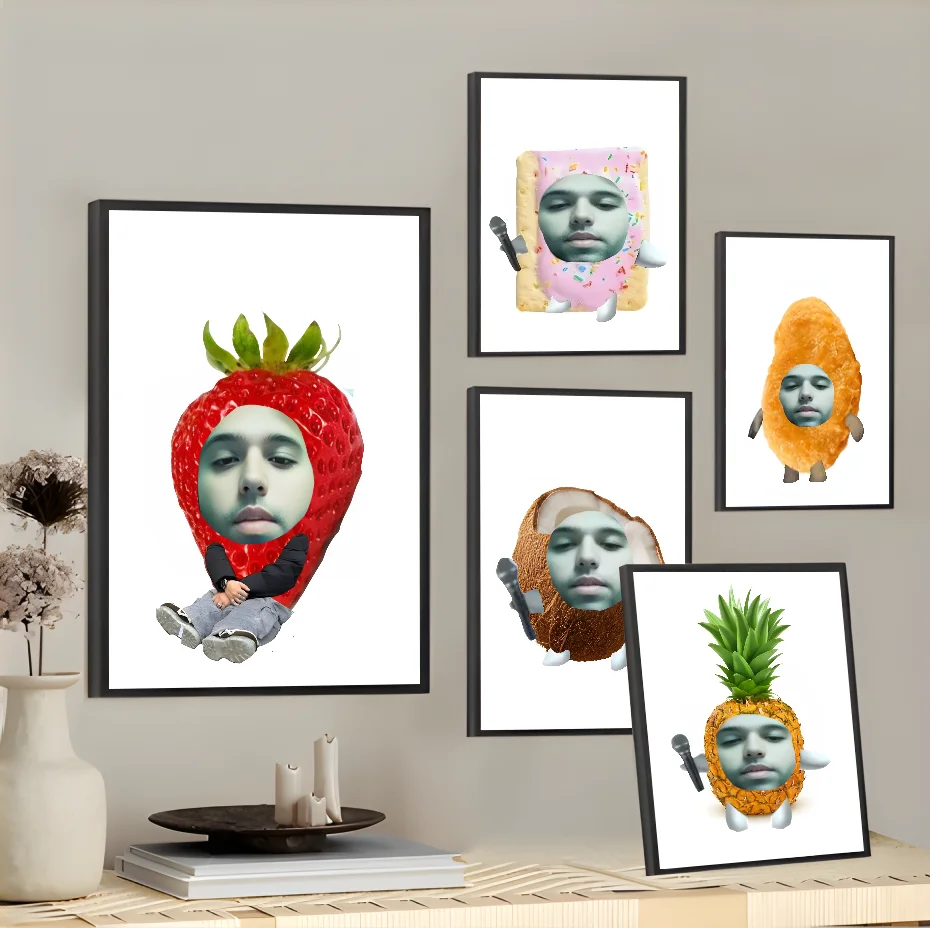 

Rapper O-Odetari Funny Fruit Poster Wall Art Painting Study Nordic Home Decor