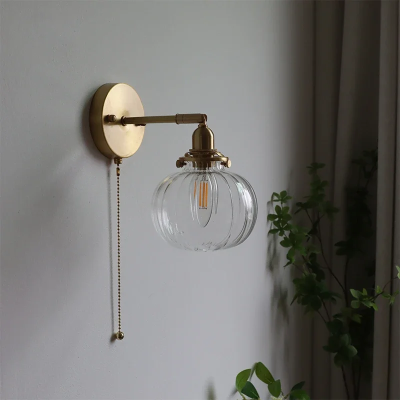 Pull Chain Modern New Wall Lamp Sconce Beside Bedroom Bathroom Mirror Stair Light Glass Ball Wandlamp Luminaira Lighting