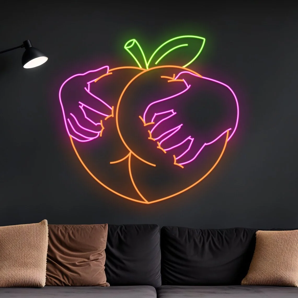 

Peach Neon Sign Personalized Peach Butt Sign Fruit Wall Art Decor Boys Bedroom Night Neon Sexy Butt Bar Beer Club Man Cave