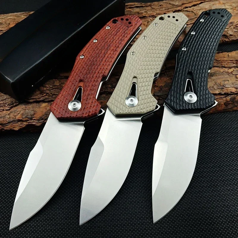 

0308 Tactical Folding Knife CPM 20CV Blade G10/Rosewood Handle Hunting Camping Knife Survival Defense EDC Tool