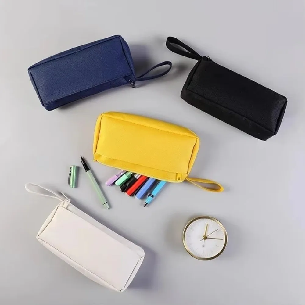 ​Multi-Capacity Portable Pen Case​ Lightweight Solid Color ​Pencil Organizer​ ​Multiple Compartments​ ​Zipper Closure​