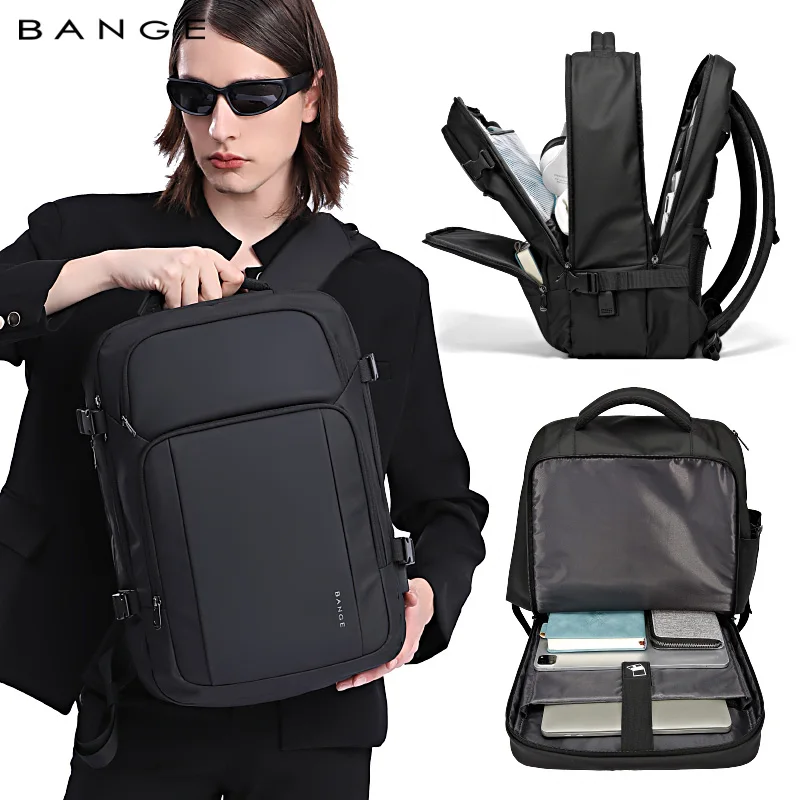 BANGE Business Travel Backpack Men Waterproof 15.6 in Laptop Backpack with USB Port Casual Daypack for Work College Computer Bag
