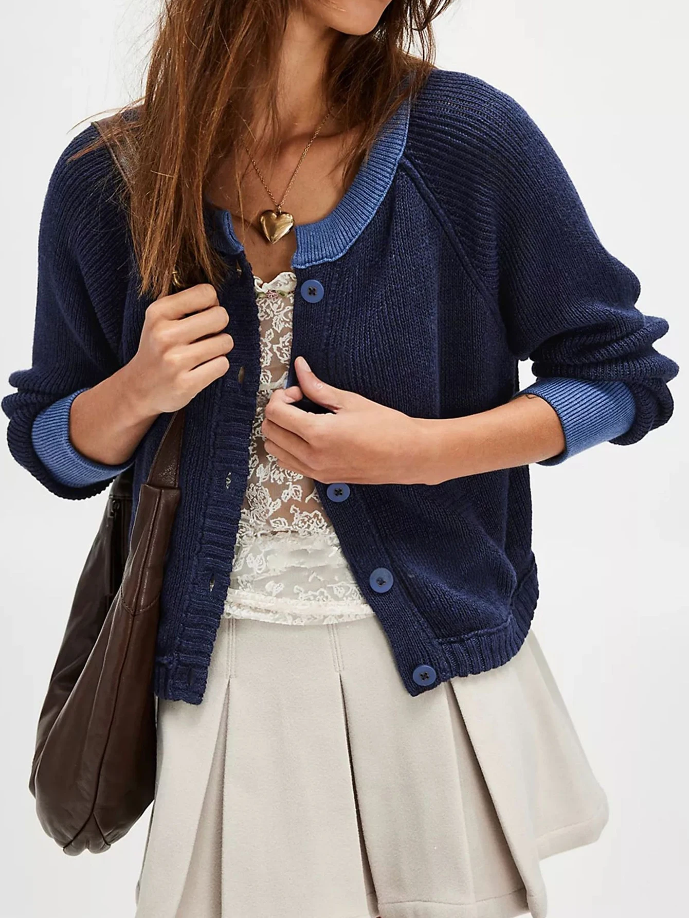 

Autumn Sweaters 2025 Women's K-Fashion Contrast Color Long Sleeve Crew Neck Regular Fit Daily Basic Sweaters