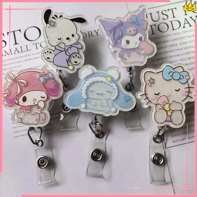 

Retractable Badge Clip Shining style Hello Kitty Doctor Nurse Badge Clip Employee Id Card Easy To Pull Buckle Work Card Bus Car