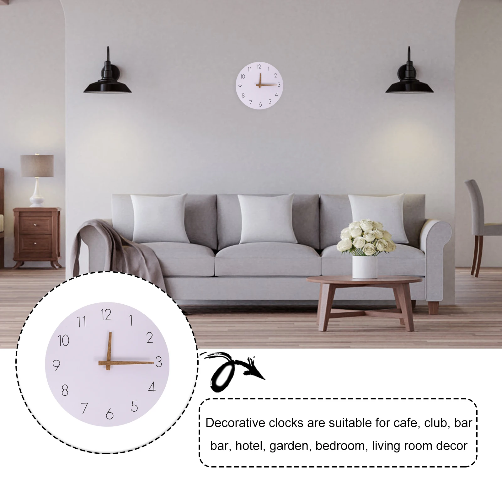 

Quiet Movement Wooden Board Clock Modern Minimalist Frameless Design for Living Room Home Decoration Creative Mute Clock