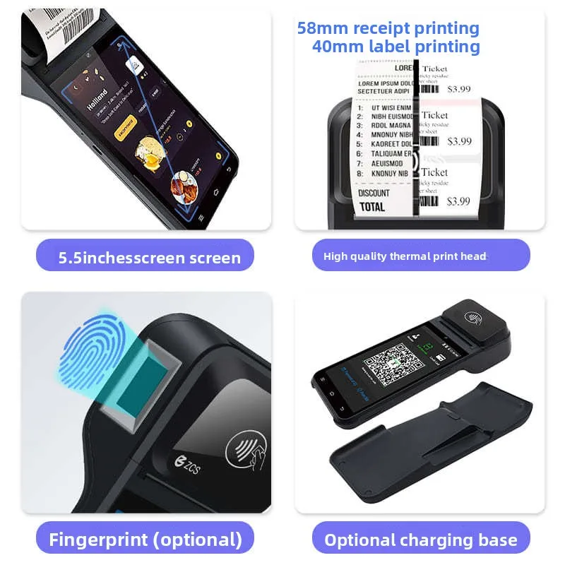 Portable cash register scanning code all-in-one machine, milk tea shop intelligent cash register all-in-one machine, catering