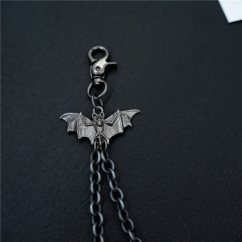 Hip hop punk cow horn skull metal bat casual versatile pants chain men's waist chain super weight track