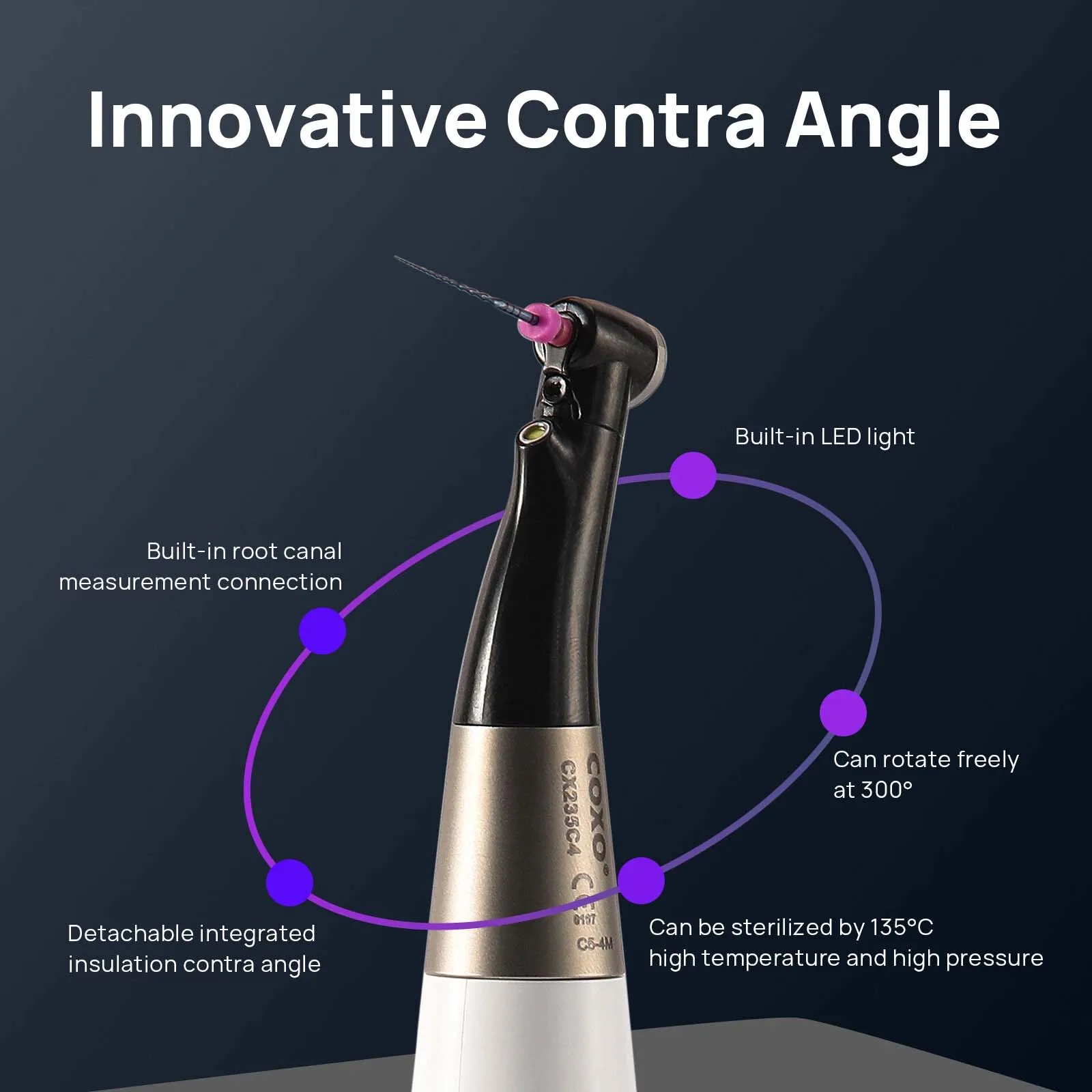COXO Dental 16:1 Head Contra Angle Head Endomotor Accessories Fit COXO C Smart Pliot Wireless Endo Motor C5-4M