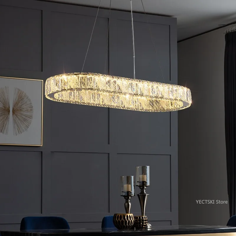 Lampadario di cristallo di lusso leggero, luce del soggiorno, luce principale della sala da pranzo, camera da letto di lusso moderna semplice e luce di studio