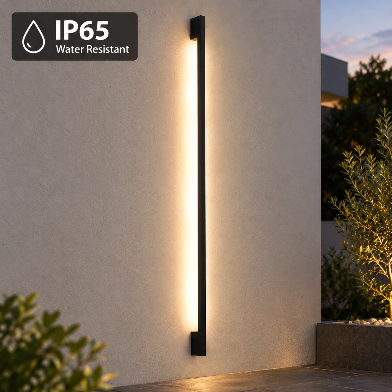 Modern Black Linear Outdoor Wall Light 85-265V Long Strip Sconce for Porch Garage Garden Courtyard Balcony