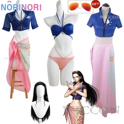 Anime Nico Robin przebranie na karnawał seksowne sukienki strój kąpielowy jednolity garnitur okulary peruka Halloween karnawałowe przyjęcie do odgrywania ról zestaw damski