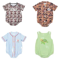 Wholesale Toddler Embroidery Bodysuit One-piece Kids Baby Boy Girl Camo Short Sleeves Jumpsuit Newborn Dog Deer Coverall Romper