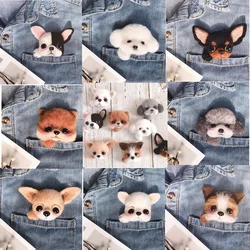 DIY hayvan göğüs iğne yün iğne keçe malzeme paketi simülasyon Teddy köpek yün keçe hatıra el sanatları el yapımı hediye