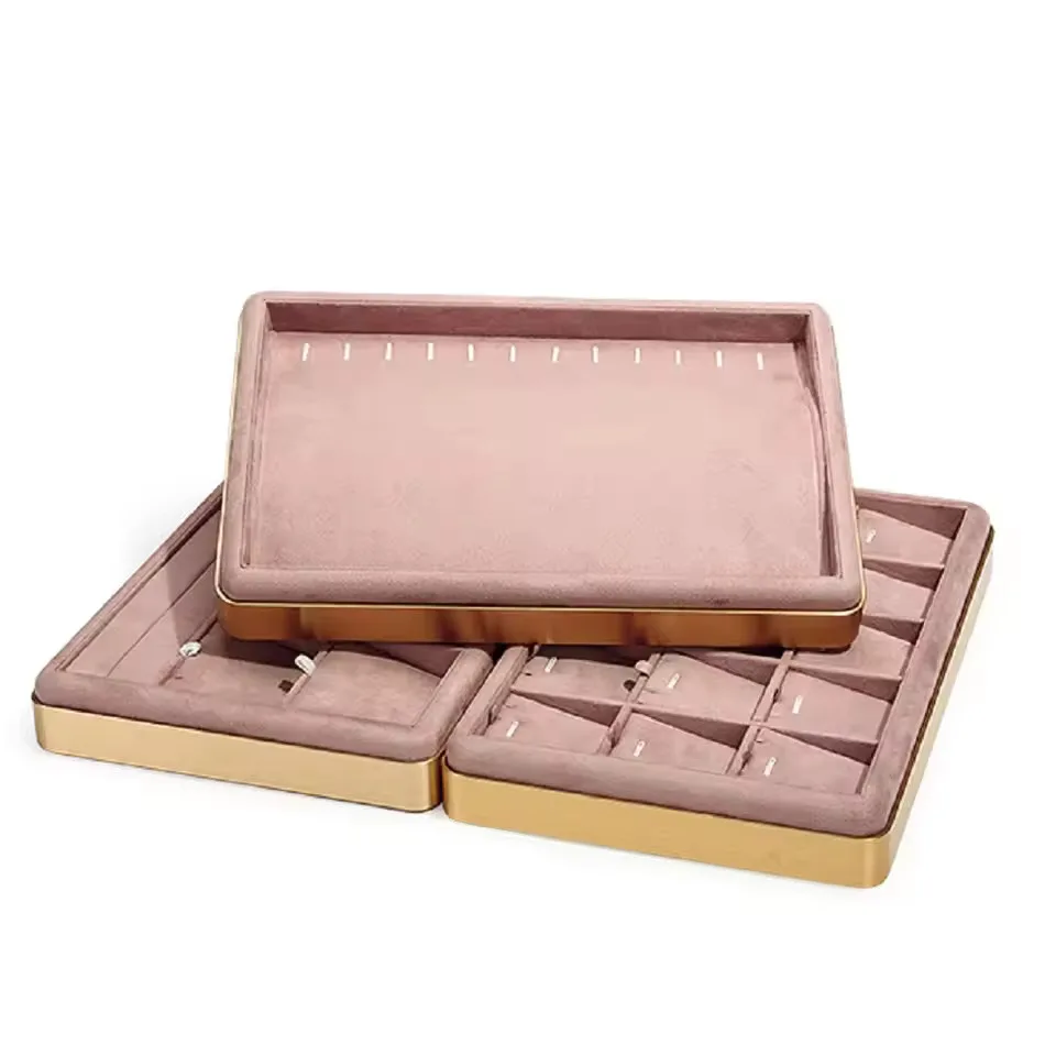 Pink jewelry props Blue metal tray necklace Ring jewelry look tray jewelry storage display display board