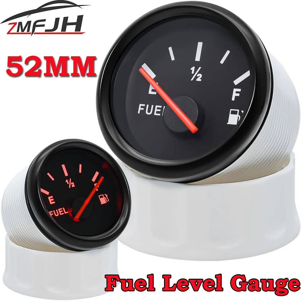 Boat Marine Fuel Level Gauge 52mm Pointer Fuel Level Gauge LED Light Display Fuel Gauge for Boat Car Truck RV Camper Customized