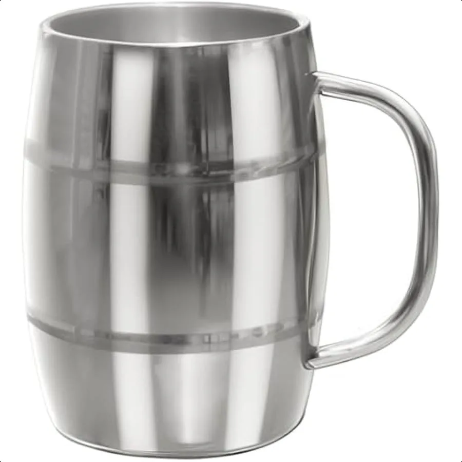 

Beer Mugs Viking Cup for Beer Enthusiasts 34 oz Stainless Steel Mug with Handle Unique Barrel Stein for Men Ideal Coffee Tumble