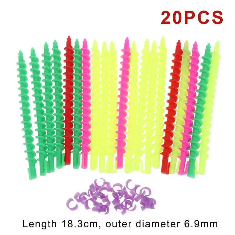 Heatless Spiral Curling Rods 20Pcs Mixed Color Random Hair Styling Tools Cold Perm Salon Supplies