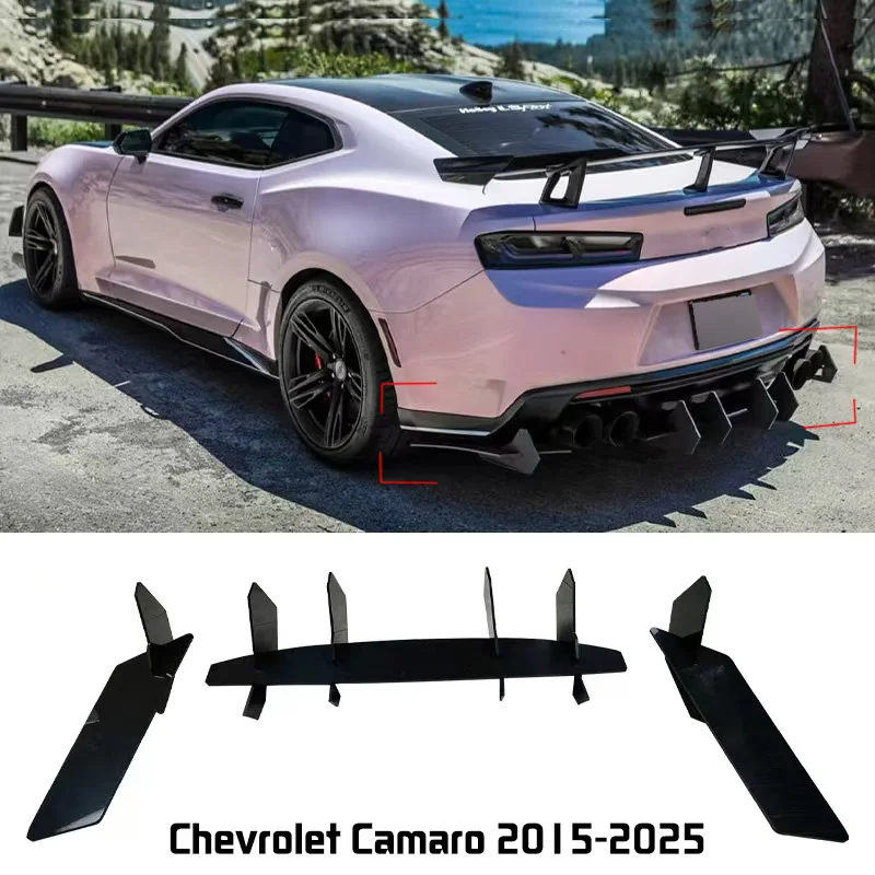 

Suitable for 2015-2025 Chevrolet Camaro C6 Rear Bumper Rear Spoiler Wind Knife Three Section Bright Black Spoiler Body Kit