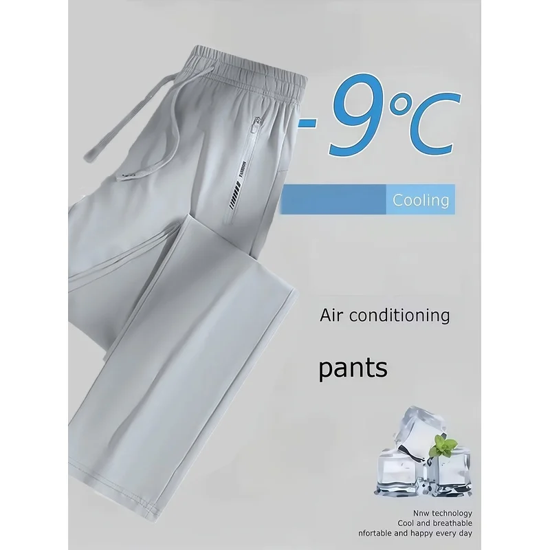 Summer Women'S Quick Drying Pants Gym Running Yoga Sports Pants Elastic Waist Straight Leg Ice Silk Pants Casual Outdoor Pants