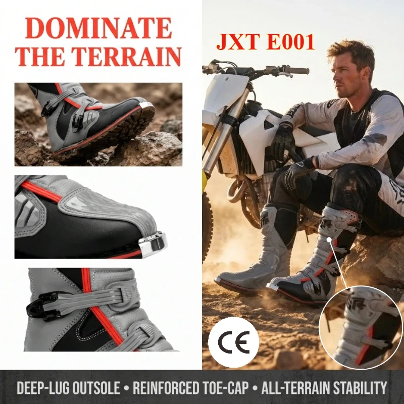 

JXT E001 Motocross Cycling Shoes Rally Trail Boots Men's Anti-Fall Rider Equipment Outdoor Shoes Sz 38-46，Motorcycle Equipment